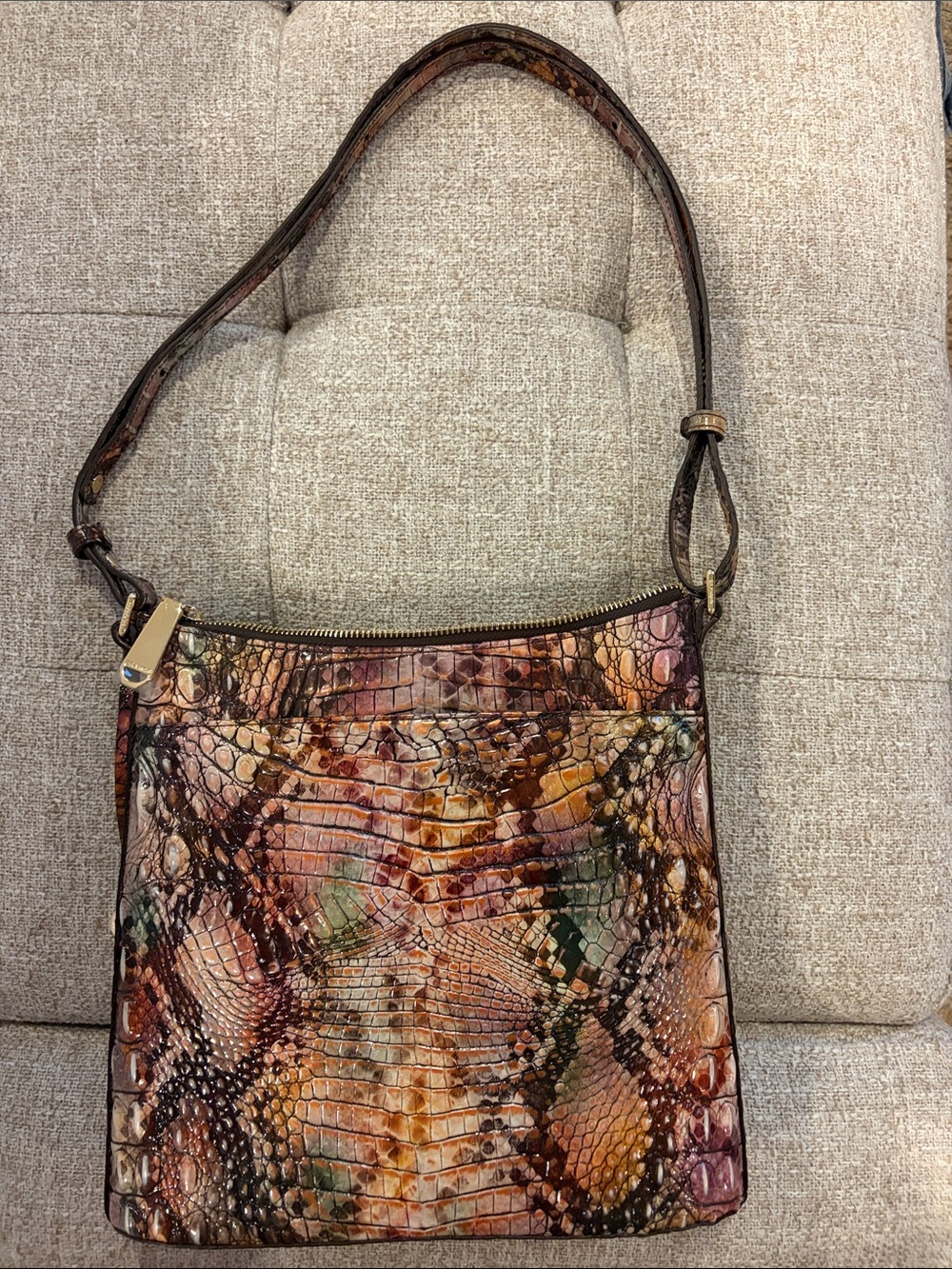 Bright Multi-Color Faux Snakeskin Crossbody Bag - Brahmin